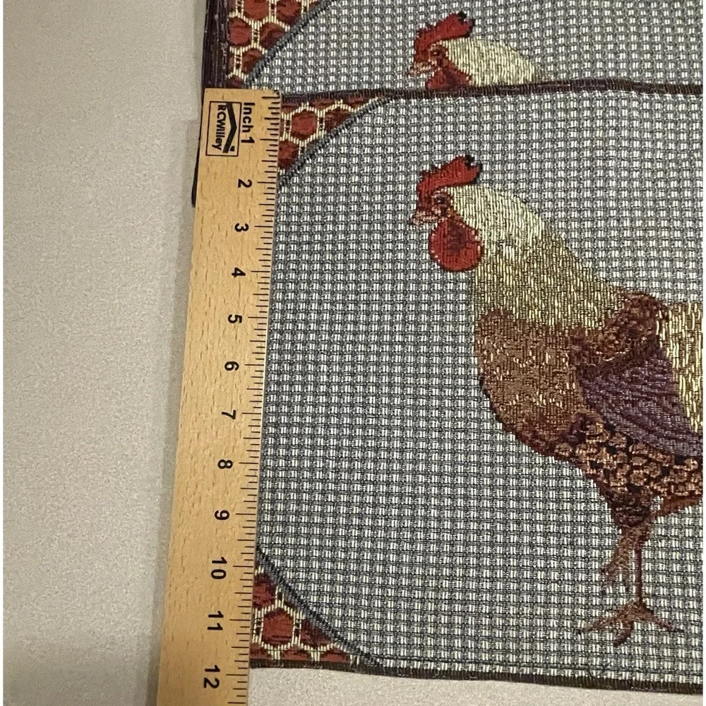 Rooster Tapestry Placemats Set / 4 Kitchen Woven 12